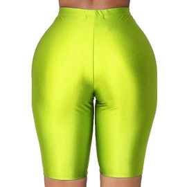 PESION Pantalones Cortos de Yoga para Mujer, Pantalones Cortos de Licra Sexy, Verde Neón, M