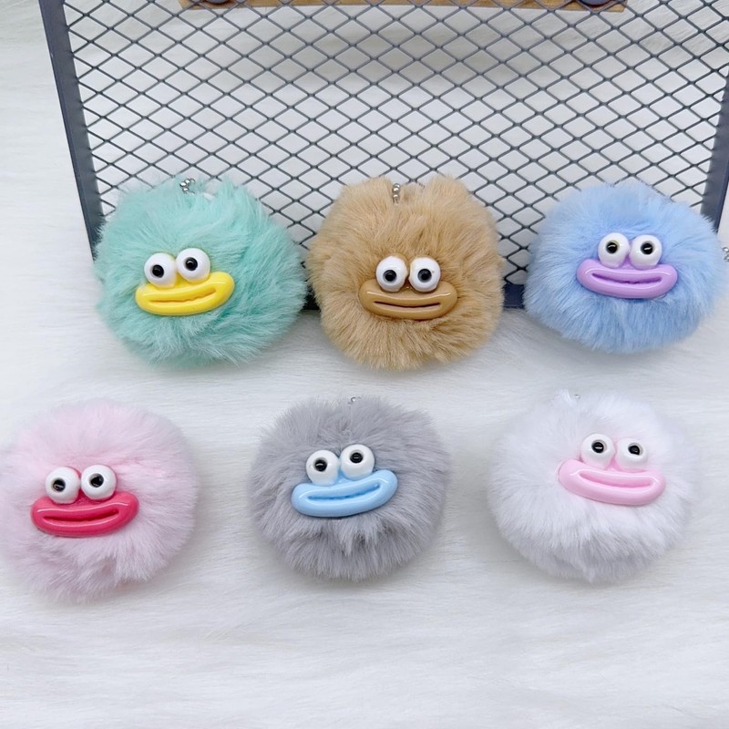 88flix Carabiner, Cute, Keychain, Cute, Funny, Fur Ball Mini Monster