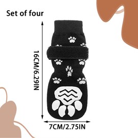 Nuqin Anti Slip Dog Socks 4Pcs Dog Claw Grip Socks Dog Socks Paws Stop Licking with Waterproof Rubber Bottom and Adjustable Straps for Ensure The Dog's Paws The Clean Keep The Dog's Paws Warm