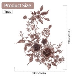 letsinstyle 3D Floral Embroidered Lace Sew on Patches, Beaded Sequins Flower Embroidered Applique, Rose Gold Sewing Accessories for Clothing Wedding Dress Lace Fabric DIY Decoration