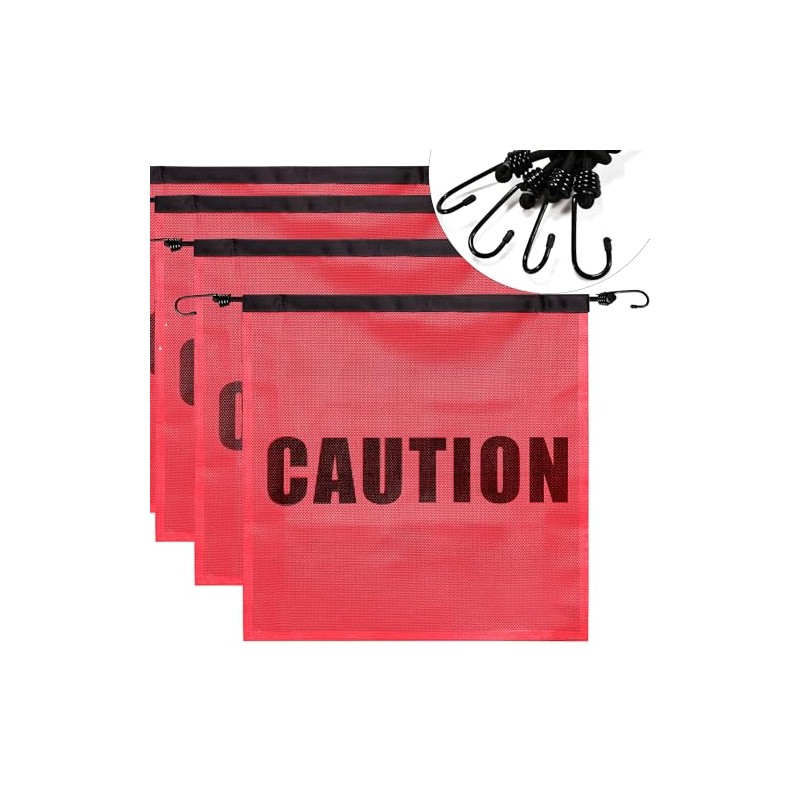 Safety Flag With Bungee Cord - Caution Warning Mesh Flag,