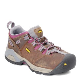 KEEN Utility Women's Detroit XT Low Steel Toe Waterproof Work Shoe, Cascade Brown/Amaranth, 9.5 Medium US