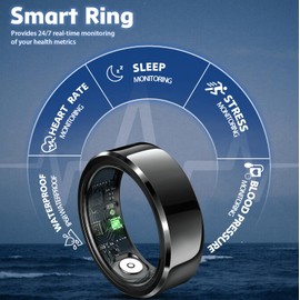 Uaunega Smart Ring for Women Men,IP68 Waterproof Wearable Fitness Tracker with Sleep Tracking Heart Rate Healthy Monitor Ring Activity Monitoring Steps for iOS Android