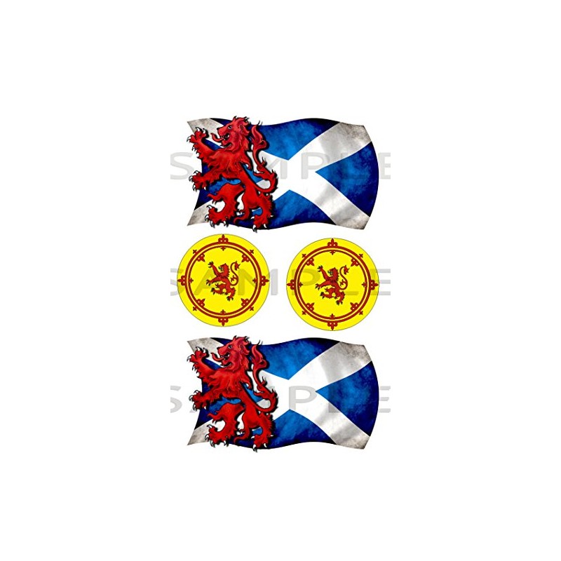 2 x Saltire with Rampant Lion 2 x round Rampant