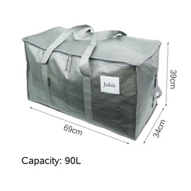 Julisle Heavy-Duty Moving Bags | Water-Resistant Storage Bags with Zipper and Tag Pocket | Sturdy Handles for Easy Packing & Household Organization & Clothes Storage | Grey, 90L, 2-Pack