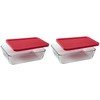 Pyrex 7211 6-Cup Glass Dish & 7211-PC Red Lid (2-Pack)