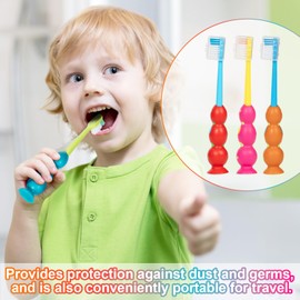 PRASBURR PRASBURR Kids Toothbrush - Soft Bristles with Suction Cup for Easy Storage, Toddler Toothbrush Age 2-4 and Older, Pack of 4