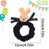 Black Hair Scrunchies with Plush Bunny Cute Brown Rabbit Hair