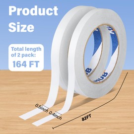 KIWIHUB Double Sided Fabric Tape for Clothes (2 Rolls) - Fabric Tape Strong Adhesive Cloth Hemming,Hem No Sewing or Ironing, Gluing (2/5inch+1/2inch)