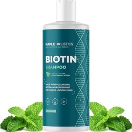 Champú voluminizador de biotina para cabello adelgazante – Champú de cabello fino con queratina de romero y aceites esenciales para el cuidado del cab