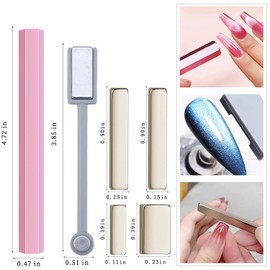 YECERALA 6 PCS Mixed-Style Nail Magnets For Cat Eye Nails Designs Cat Eye Magnet Tool Professional Pink Double-Ended Hexagon Strong Nail Magnet Stick Pens For Cat Eye Gel Nail Polish Magnet Sets