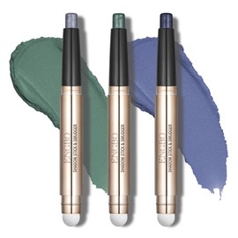 CCbeauty 3 Pack Dual-Ended Eyeshadow Stick,High Pigmented Metallic Cream Shimmer Eye Shadow Stick,Waterproof Neutral to Deep Eyeshadow Pencil Crayon,Glitter Eyeliner Pen Prime Eye Makeup Smudger