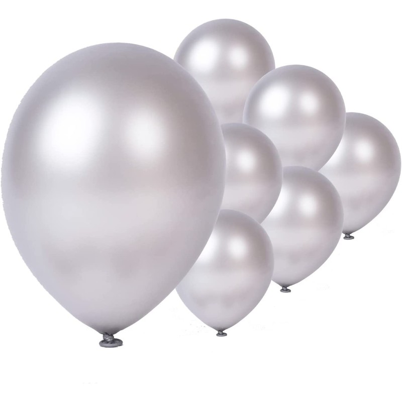 Silver Balloons 12 Inch Metallic Silver Balloons for Silver Birthday