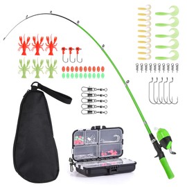 Kids Fishing Rod and Reel Combo Full Kit 1.5m Telescopic Fishing Casting Rod Spincast Reel Set with Hooks Lures Barrel Swivels Storage Bag