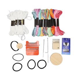 Mini Loom Machine 14 Hooks 18 Colors Threads Easy Operation Portable Mini Darning Loom for Handicraft DIY Repair