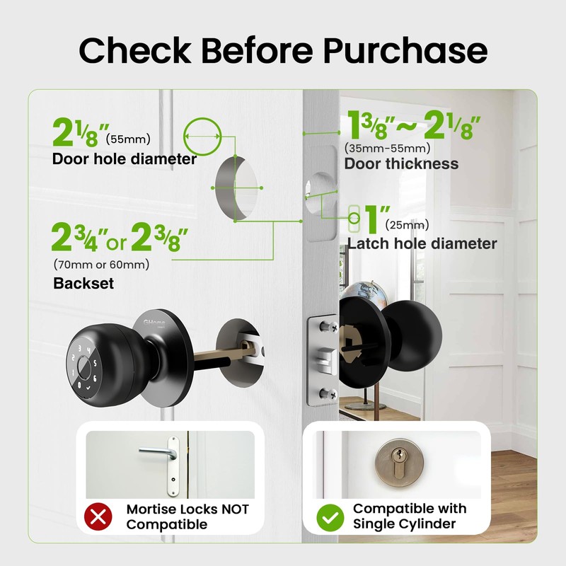 GHome Smart Fingerprint Door Lock, 4 in 1 Smart Fingerprint