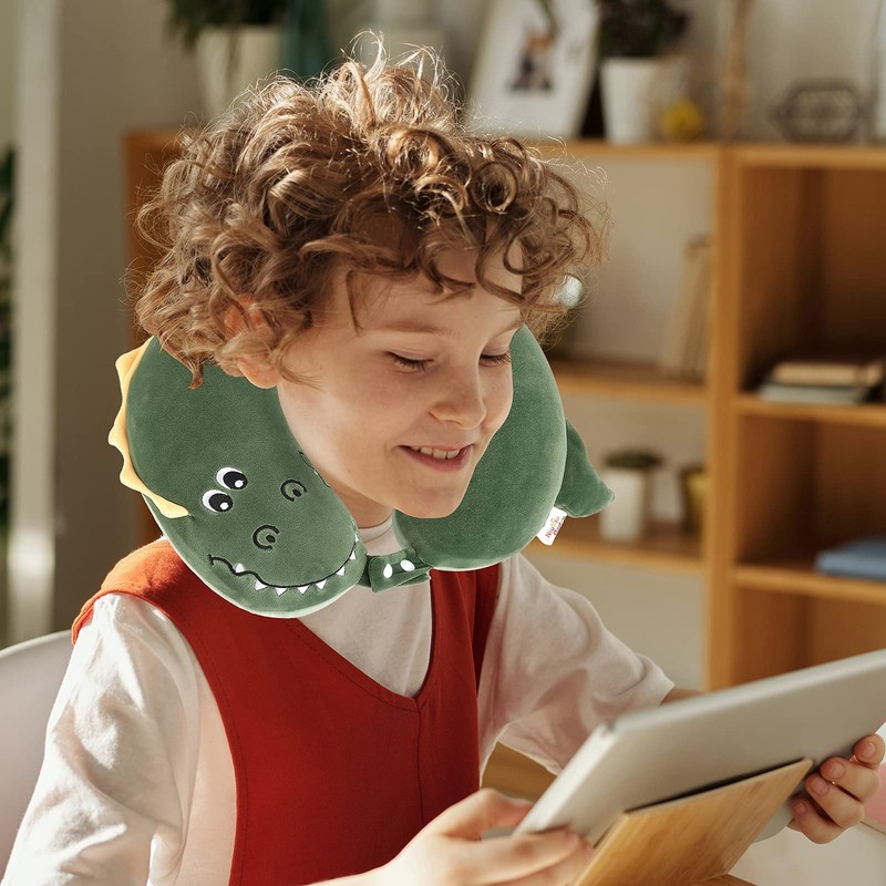 Niuniu Daddy Crocodile Kids Neck Pillow for Traveling, 100% Memory