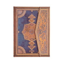 Kalendarz Paperblanks 2025 Safavid Indigo Midi tygodniowy HOR: tydzień na dwóch stronach, zamykany na Magnes, Papier 100 GSM