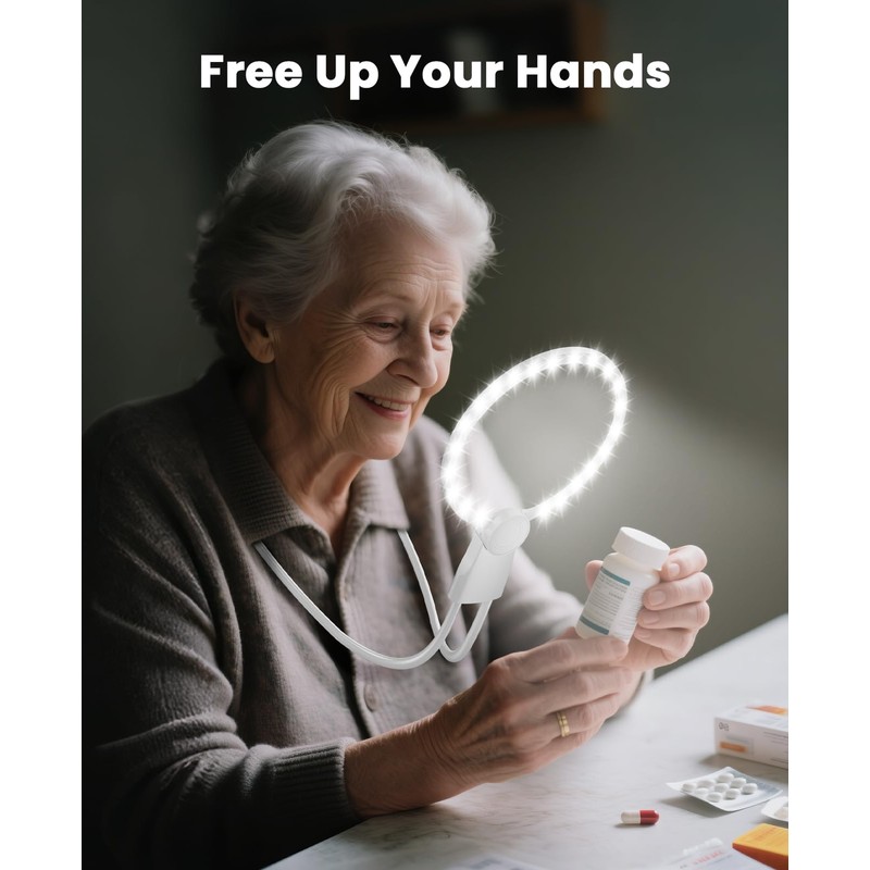 5X Hands Free Magnifying Glass with Light for Close Work,Neck