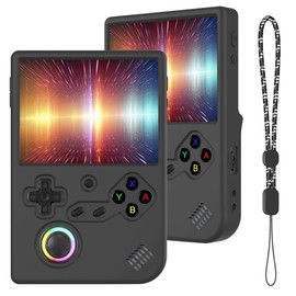 Silicone Case Compatible with Anbernic RG40XX V Handheld Game Console, Anti-Scratch, Washable, Shockproof Silicone Protective Cover for RG40XX V with Lanyard - Black