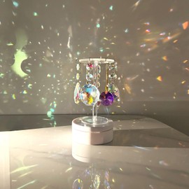 Automatic Rotating Suncatcher for Windows - 6 Pcs Crystal Prisms Rainbow Maker, Indoor/Outdoor Decor for Living Room, Garden, Office, Unique Gift for Mother's Day, Birthday, Wedding (Color Set2)