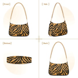 ALAZA Brown & Black Tiger Print Animal Shoulder Bag Purse for Women Tote Handbag with Zipper Closure