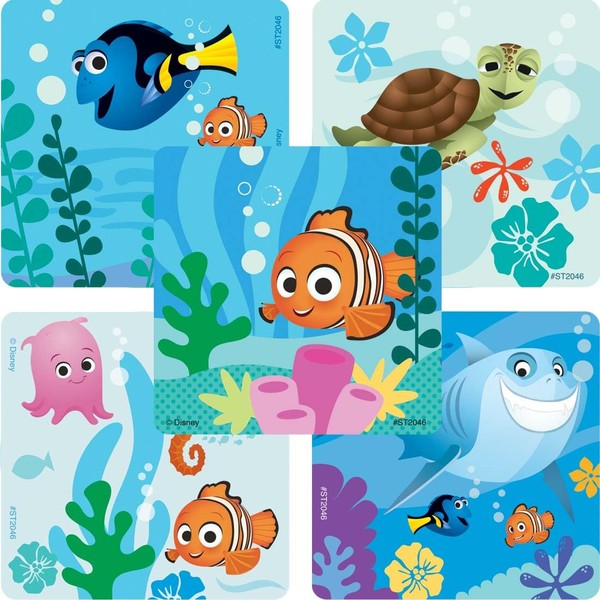 SmileMakers Finding Nemo Playtime Stickers, Multicolor Paper, 2.5 Inches, Square