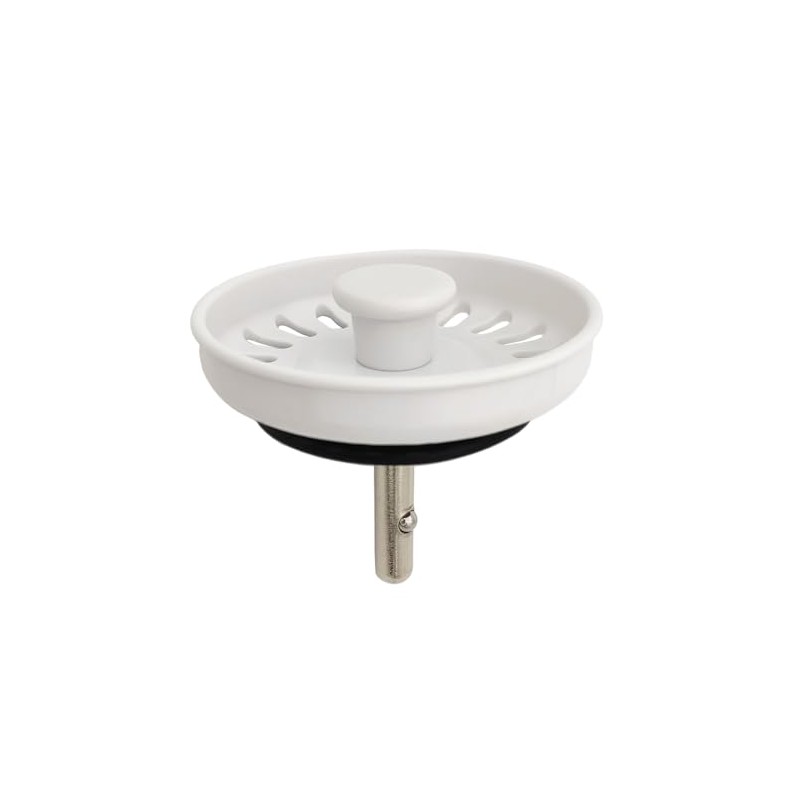White Kitchen Sink Drain Basket Strainer Stopper Replacement for Polymer