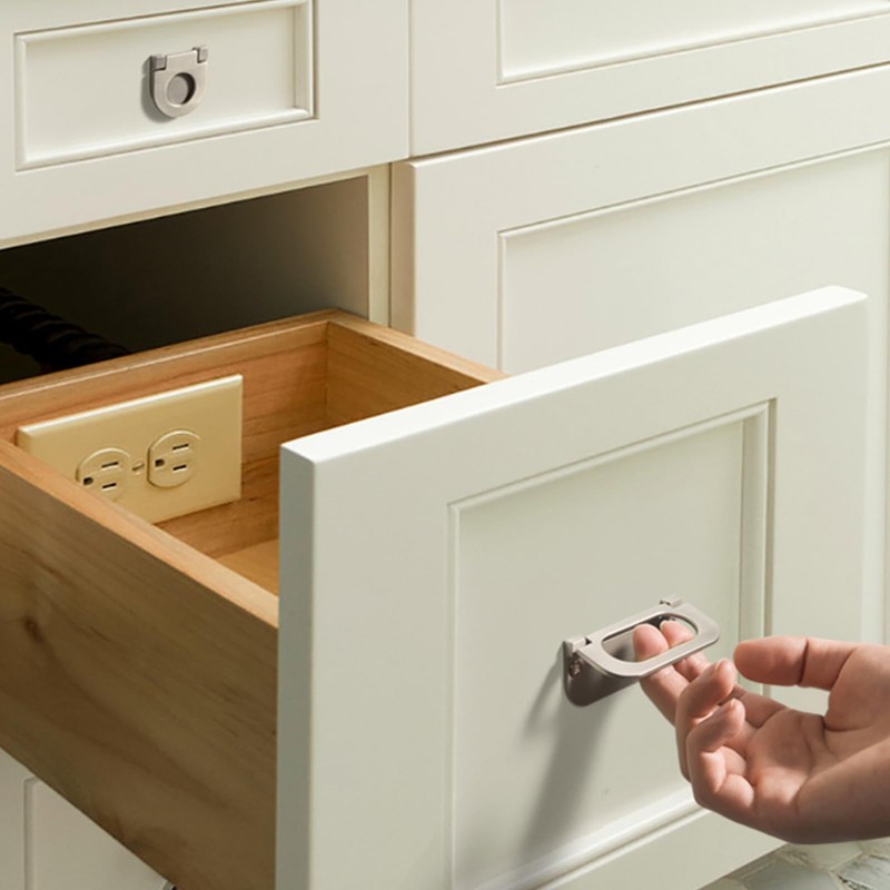 Evionlin 【2 Pack 】 Flush Pull Handle BlackInvisible Flip Drawer
