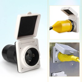 50A RV Power Plug Twist Lock Connector 125/250V Power Plug Inlet Receptacle for Outdoor Generator Cords Set & Plug, RV Trailer Accessories 125/250V RV Plug with Boot Cover for Trailer RV Camper Boat