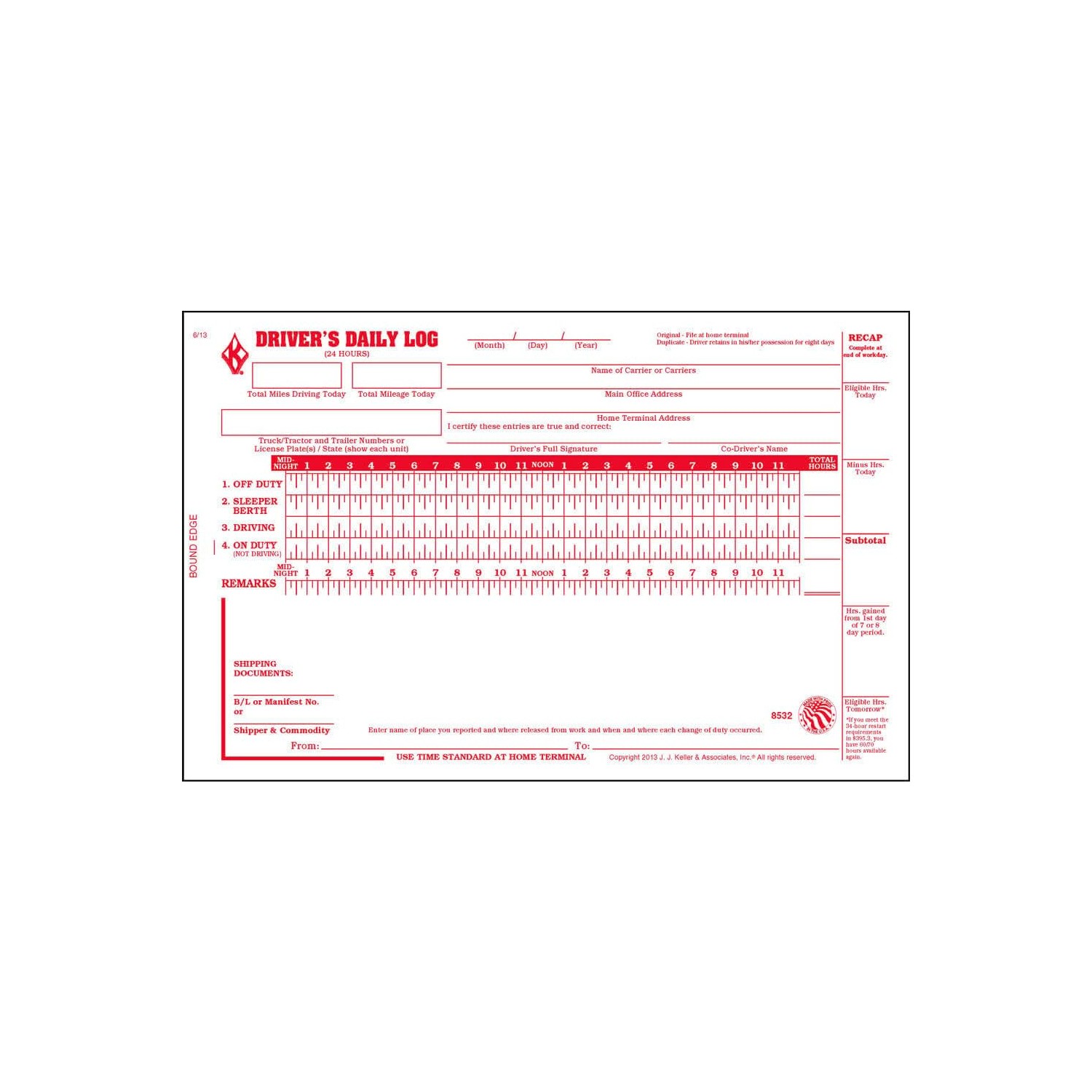 Driver Daily Log Book 10-pk. with Detailed Driver Vehicle Inspection ...