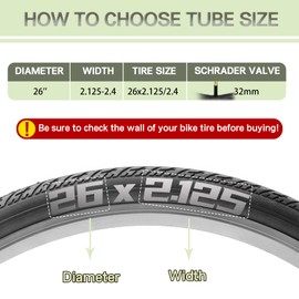 (2-Pack) 26x2.125/2.40 BicycleTubes 26x2.125/2.35/2.4 Bike Tubes