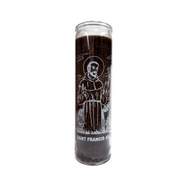 Generic Saint Francis Assisi (San Francisco de Asis) Brown Pillar Candle