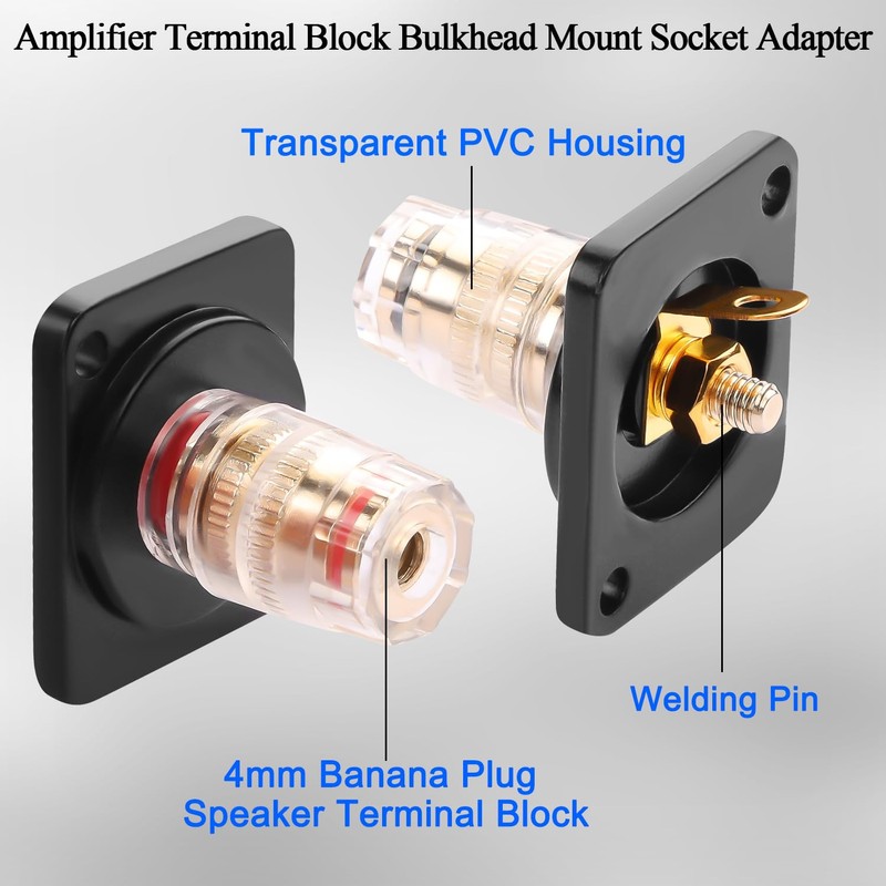 QIANRENON Amplifier Terminal Block Panel Mount Connector 4mm Banana Head