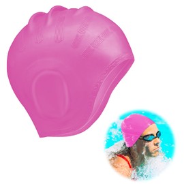 Swimming Cap Ear Protection 3D Swimming Cap Ear Protection Waterproof Women Men Girls Boys Swimming Cap Swimming Cap Swimming Caps for Swimmers Swimming Cap for Short and Long Hair (Pink)