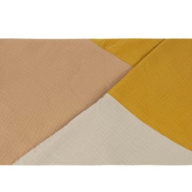 Gloop Women's Scarf XXL Knitted Triangle Scarf Cotton Triangular Scarf Muslin Scarf Without Scratching on Skin Made in Italy, Yellow-light brown-beige