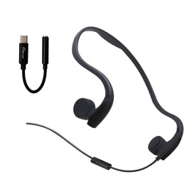 Sumeber Bone Conduction Earphones, Bone Conduction Earphones, TYPE-C, Wired Sweatproof, Sports Earphones, Sweatproof, Splashproof, Ear Free, Ideal for Bicycles (Black (TYPE-C High Performance Board))