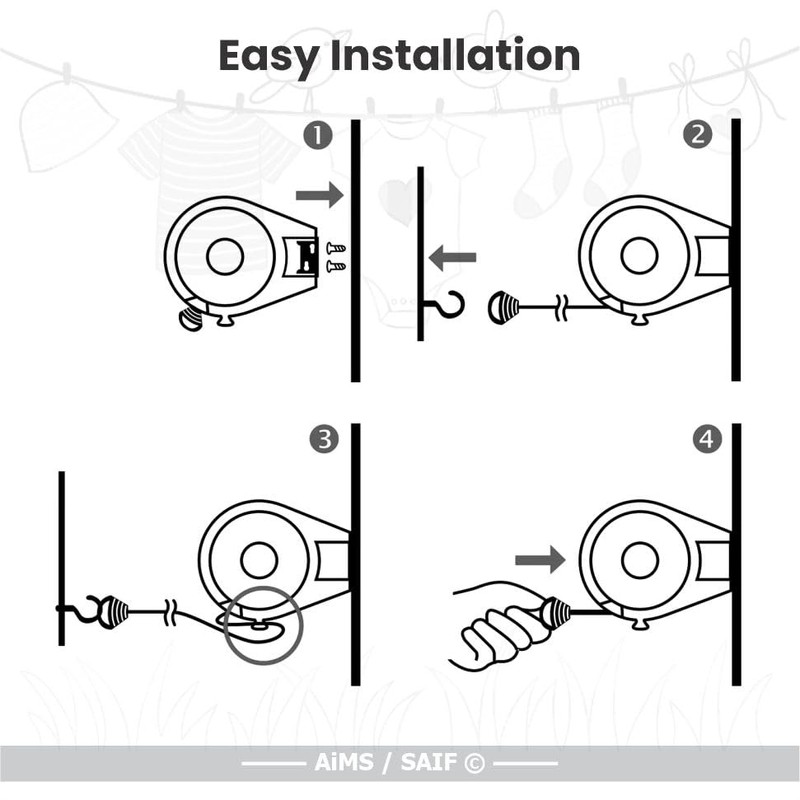 Washing Line Retractable Wall-Mounted Double Clothes Drying Line, Heavy Duty