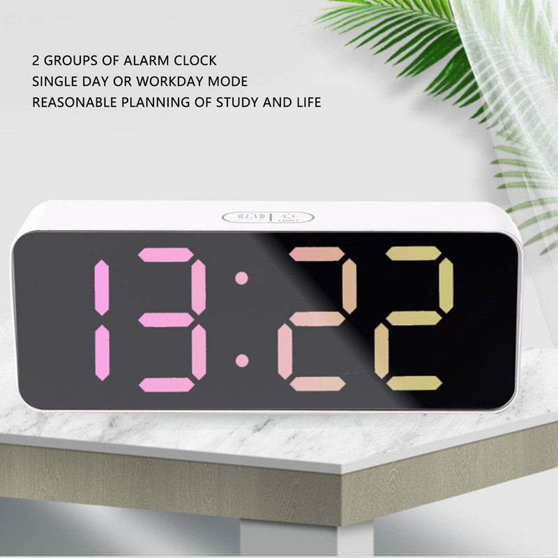 LED Clock Dual Mode Auto Dimming Temperature Display Snooze Function