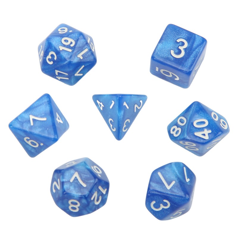 35Pcs Plastic Dice Kit Pearl Pattern White Numbers Polyhedral Dices