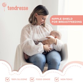 Nipple Shield for Breastfeeding, Soft Silicone Food Grade, Triangular,Carry Case, 23 mm + Gift: The Essential Book of Breastfeeding a Newborn Baby for a Happy Mom by Tendresse