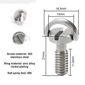 Camera Screw 1/4 Tripod Screw D-Ring Stainless Steel Mounting Screw, Pack of 5 Quick Release Plate Tripod for Monopod/Quick Release Plate/Camera Screw