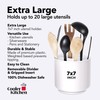 Rotating Extra Large White Plastic Utensil Holder Caddy with Sturdy