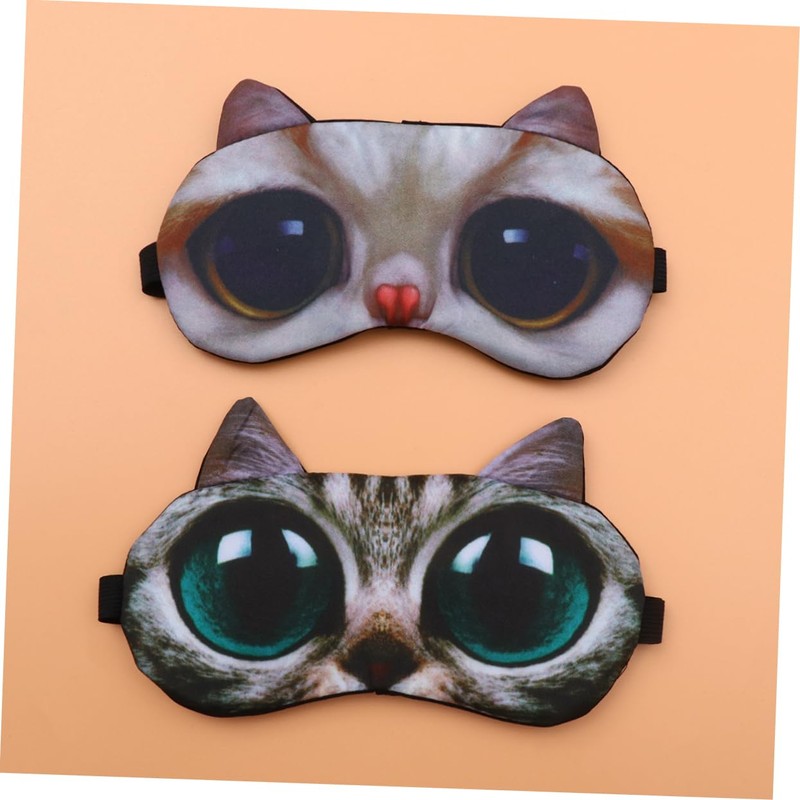 Baluue 2pcs Cat Eye Mask Breathable Cotton Eyeshade for Sleeping