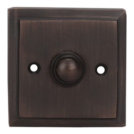 A29 Oil Rubbed Bronze Doorbell Button – 2 1/2" x 2 1/2" – Vintage Decorative Style Door Bell in Brass with Recess Mount – Antique Finish, Wired for Two-Wire Chimes, Weatherproof, Easy DIY Install