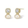 EVER FAITH Big Faux Pearl Stud Earrings Elegant Round Cubic