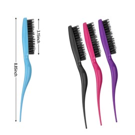 1 Piece Teasing Brush Boar Bristle Hair Brush for Volume Hair Scalp Massage,Teasing Brush with Tail Handle for Back Brushing, Back Combing, Creating Volume, Teasing and Slicking Your Hair Back (black)