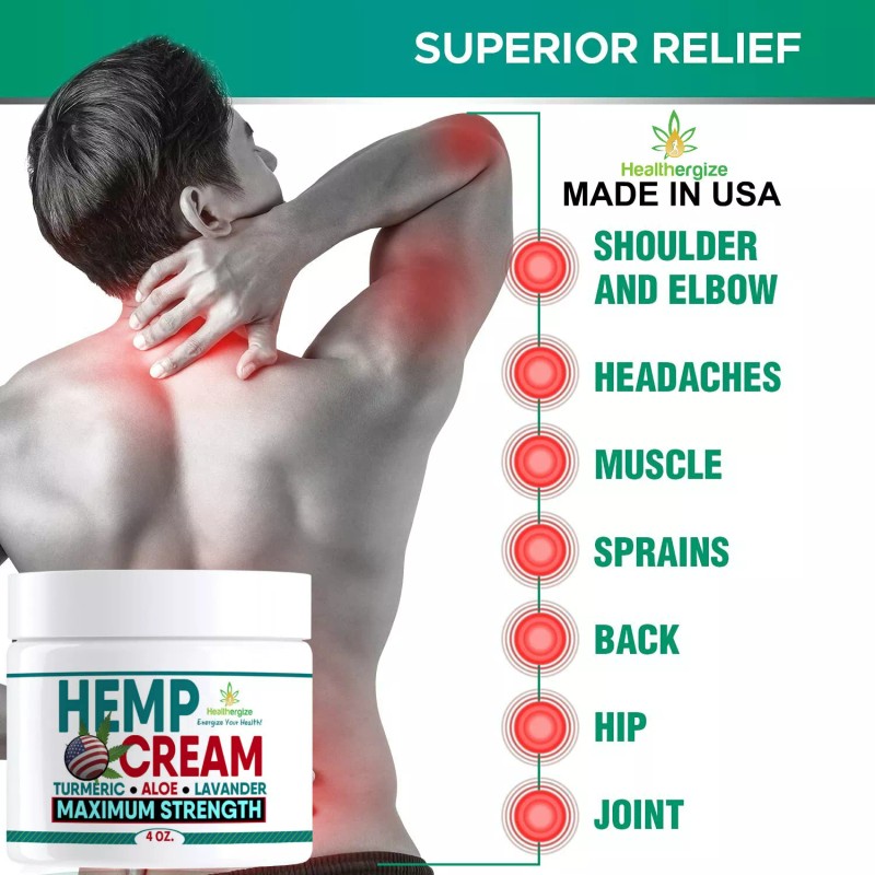 Healthergize Strong Cream Large 4 Ounce-Pain, Muscle, Knees, Back, Joints,