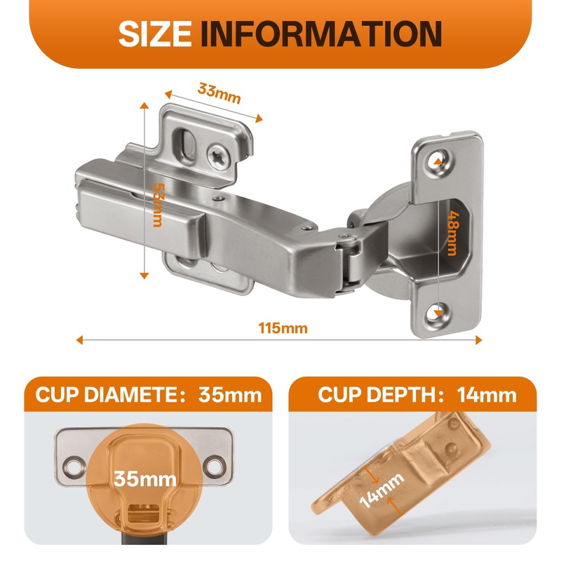HBL' 2 Pack 45° Corner Cabinet Hinges, 45 Degree Angled