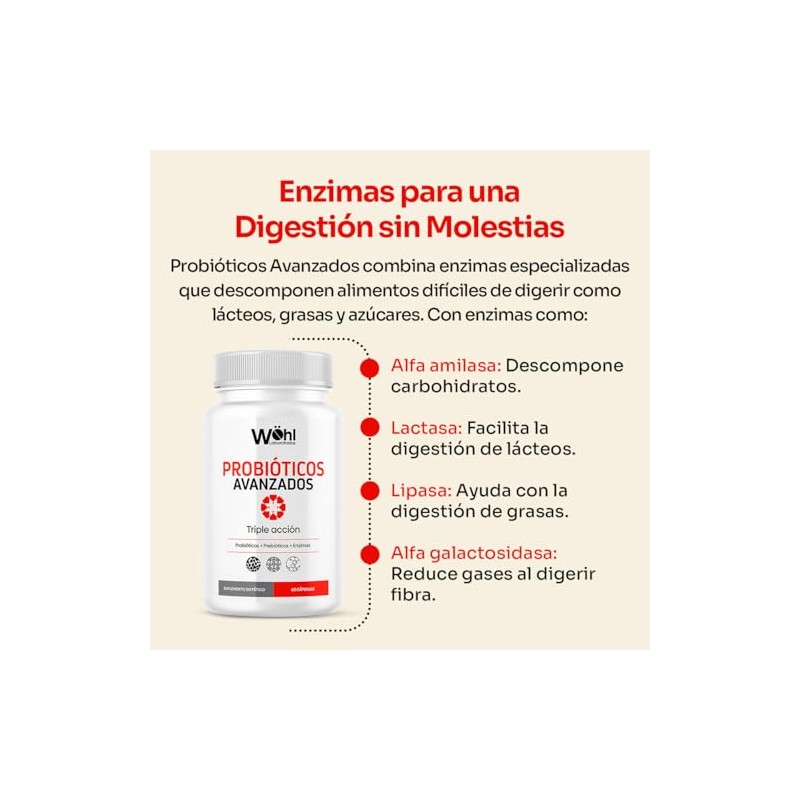 Probiticos Avanzados de Triple Accin (Probiticos Prebiticos Enzimas Digestivas) 60